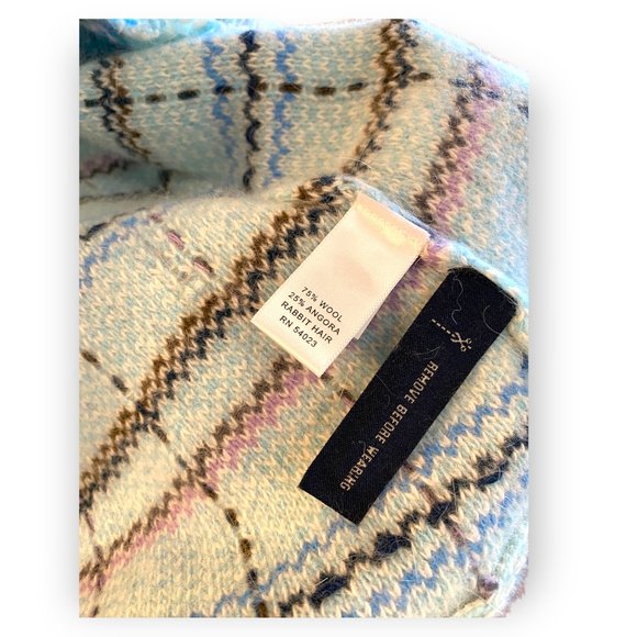 Banana Republic Wool and Angora  Baby Blue/ Pink  Fringed Blazer Size Medium - Picture 8 of 8